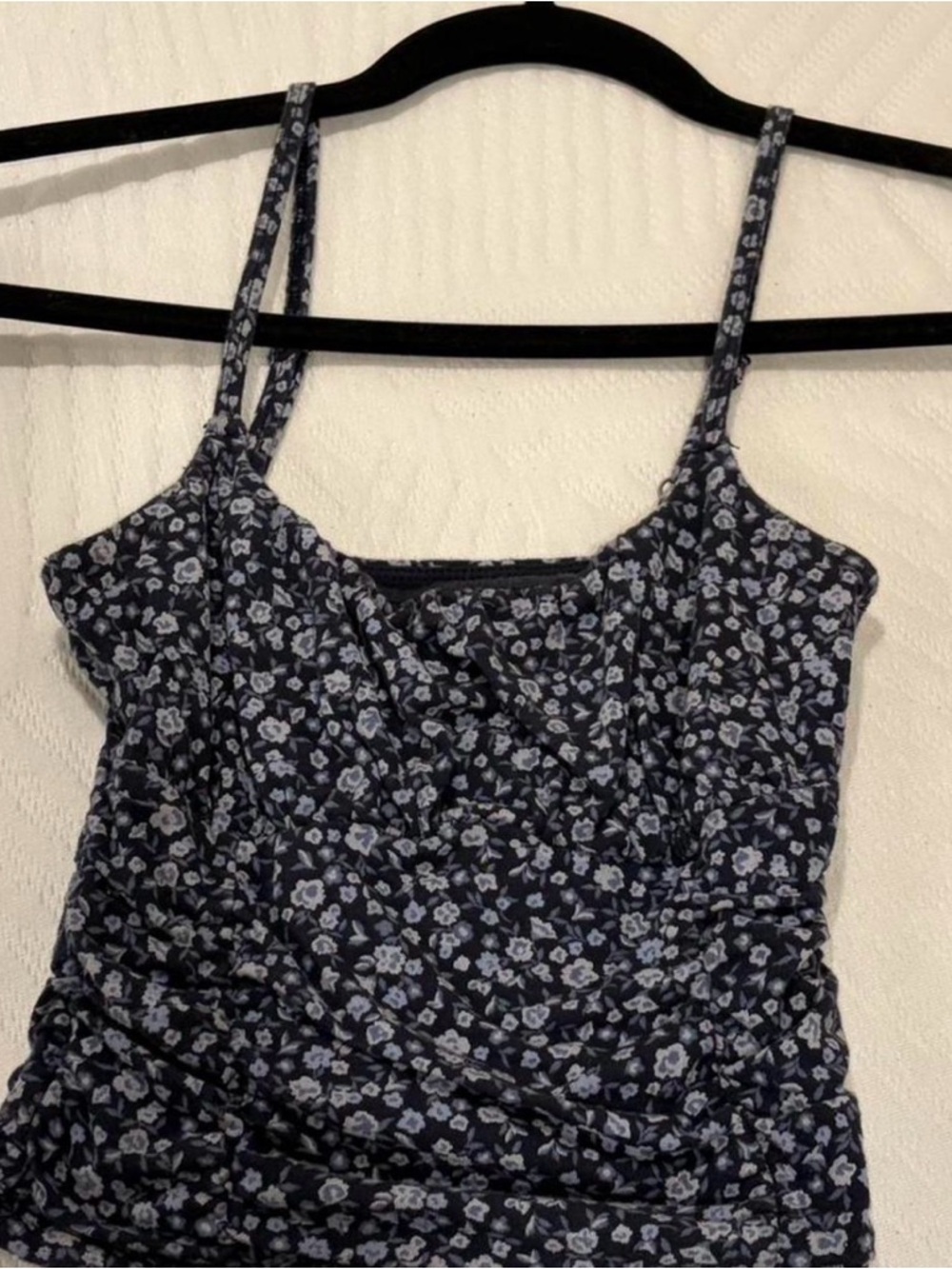 Hollister Navy Blue Floral Spaghetti Strap Crop Top